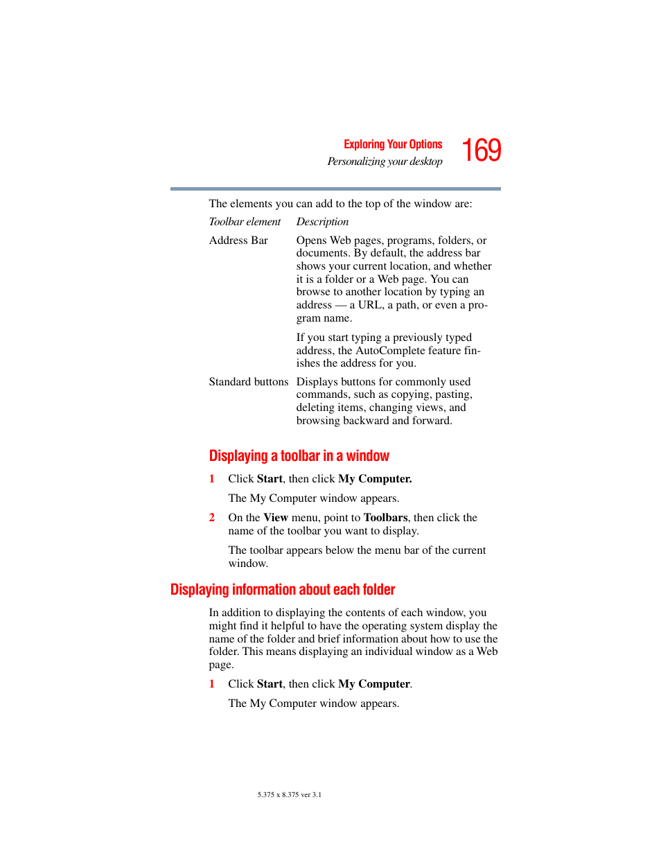 Displaying information about each folder | Toshiba A45 User Manual | Page 169 / 277