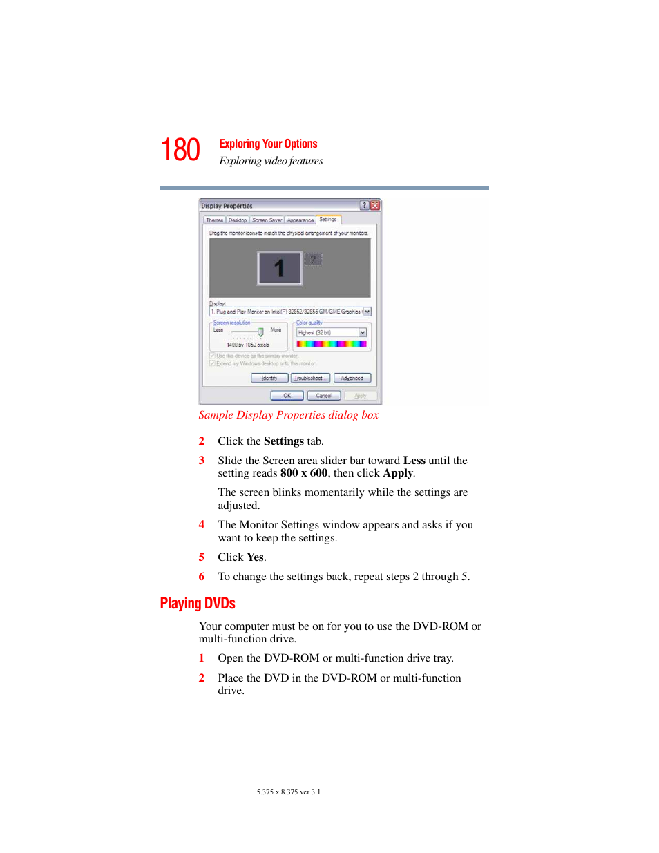 Playing dvds | Toshiba A45 User Manual | Page 180 / 277