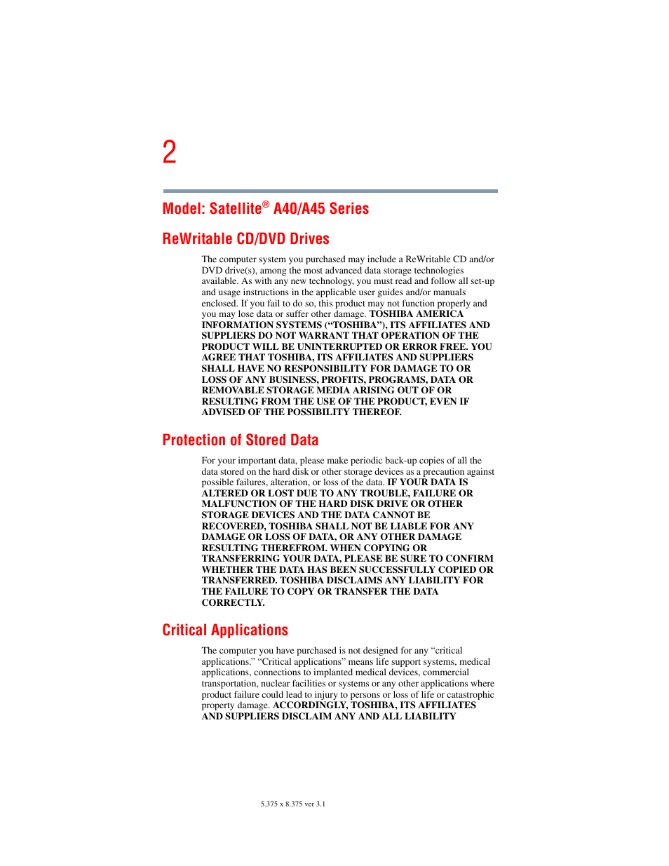 Toshiba A45 User Manual | Page 2 / 277