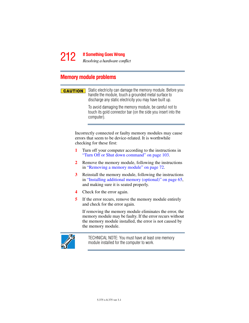 Memory module problems | Toshiba A45 User Manual | Page 212 / 277