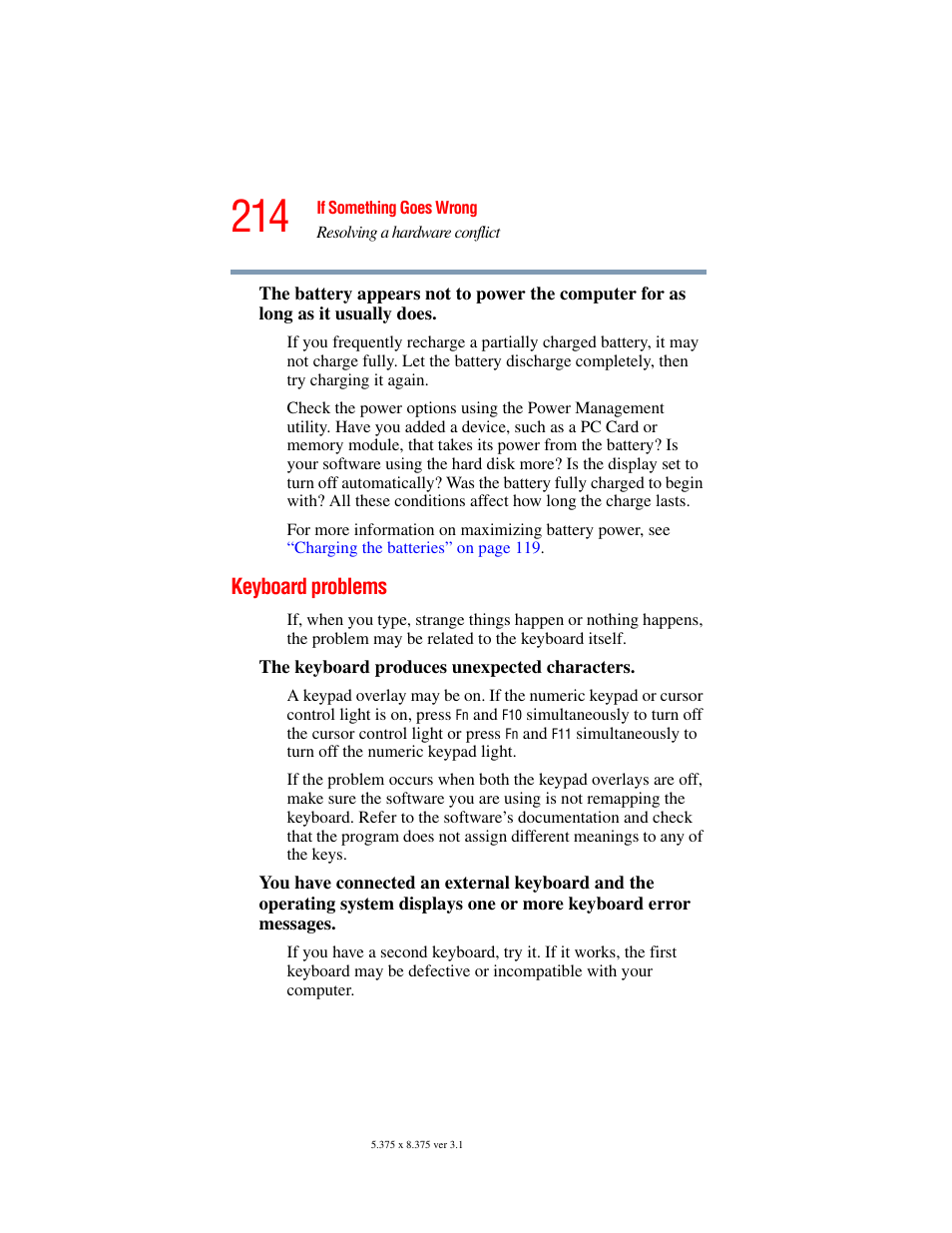 Keyboard problems | Toshiba A45 User Manual | Page 214 / 277