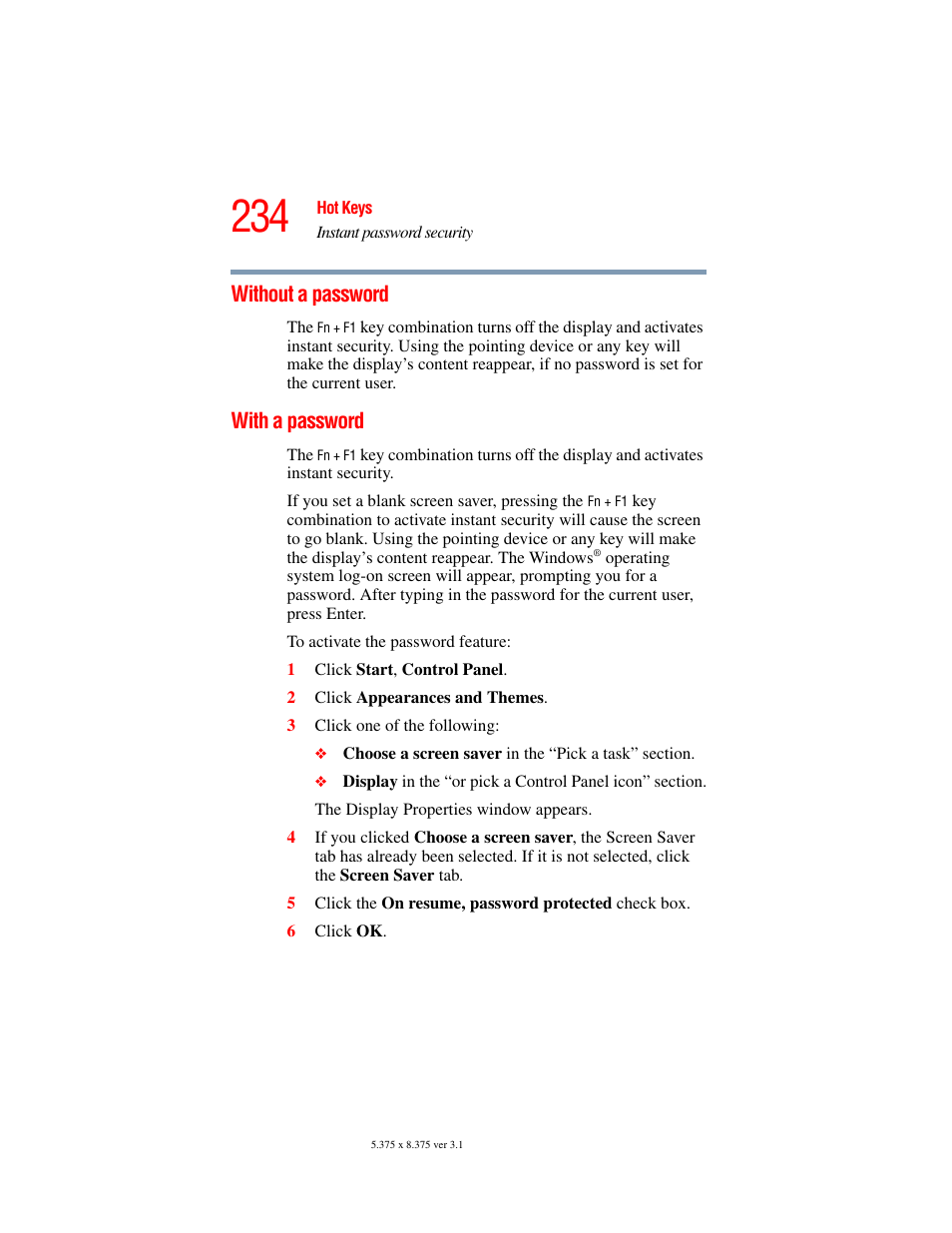 Without a password, With a password, Without a password with a password | Toshiba A45 User Manual | Page 234 / 277