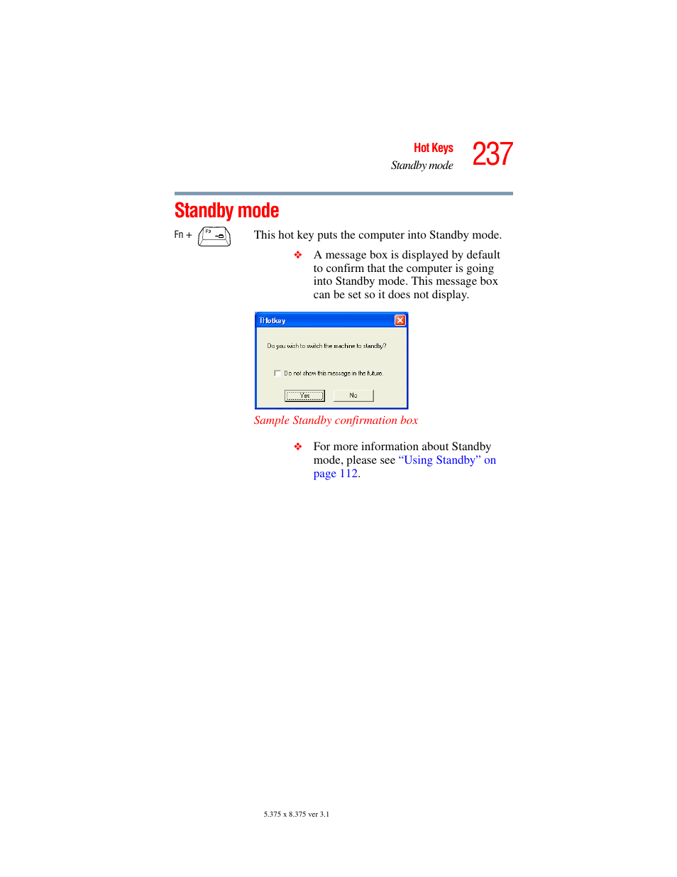 Standby mode | Toshiba A45 User Manual | Page 237 / 277