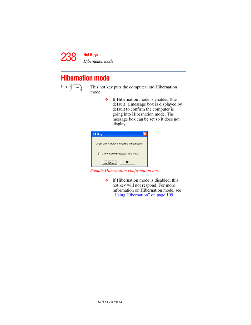 Hibernation mode | Toshiba A45 User Manual | Page 238 / 277