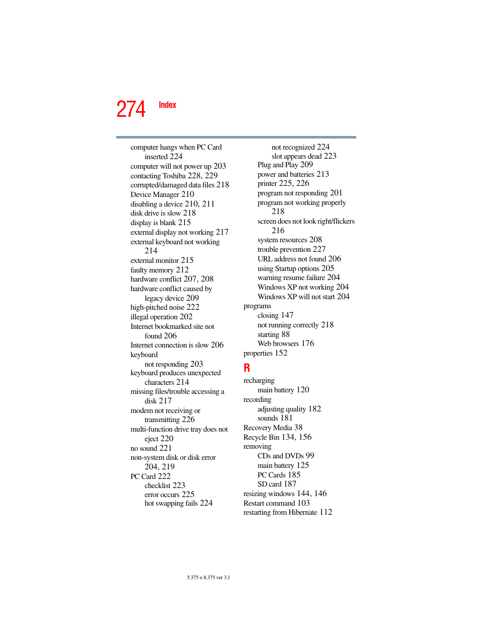 Toshiba A45 User Manual | Page 274 / 277