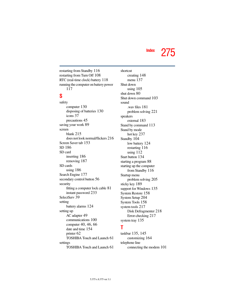 Toshiba A45 User Manual | Page 275 / 277