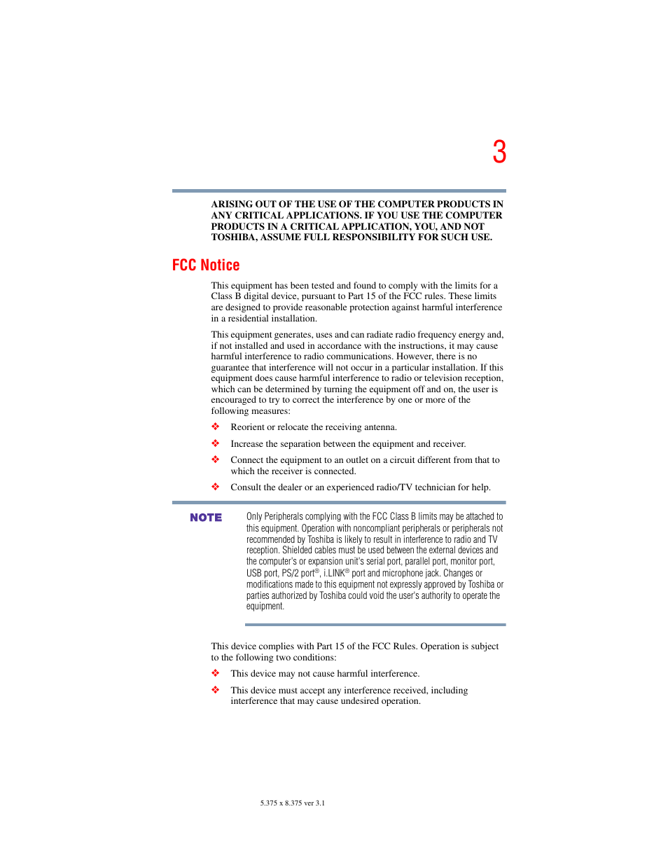 Fcc notice | Toshiba A45 User Manual | Page 3 / 277