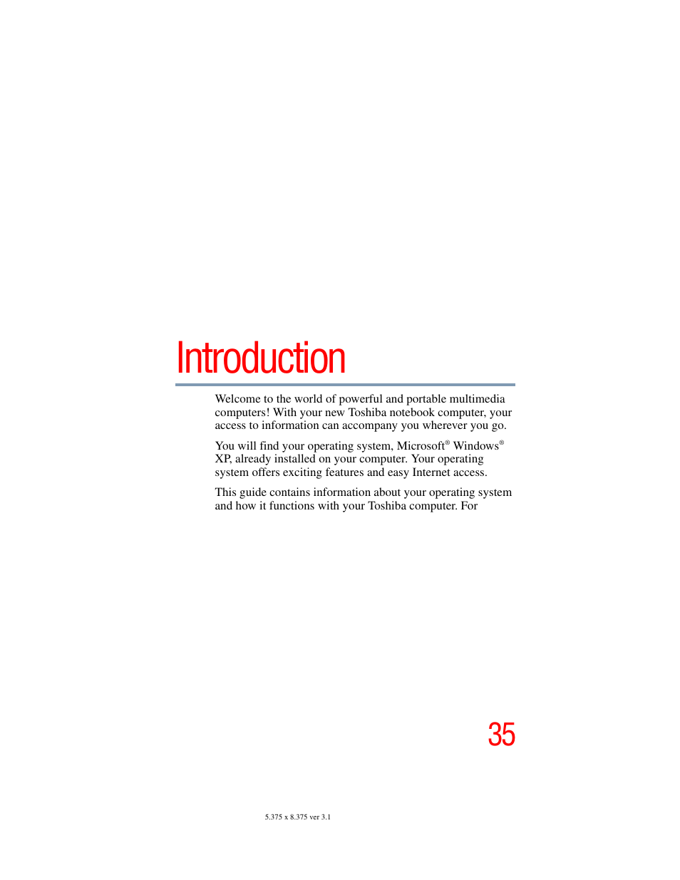 Introduction | Toshiba A45 User Manual | Page 35 / 277