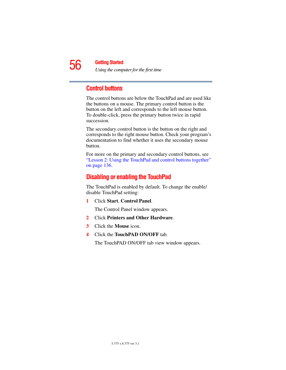 Disabling or | Toshiba A45 User Manual | Page 56 / 277