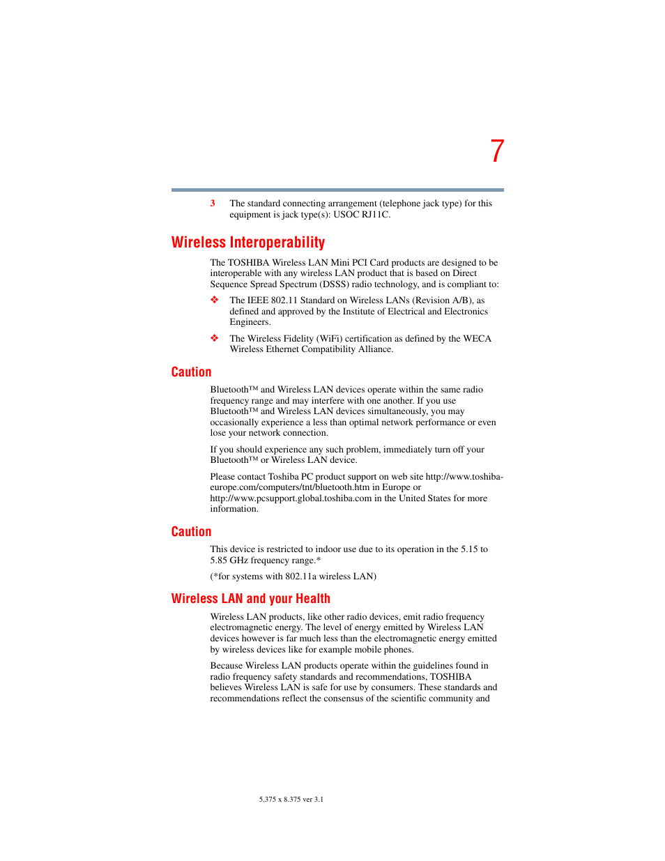 Wireless interoperability | Toshiba A45 User Manual | Page 7 / 277