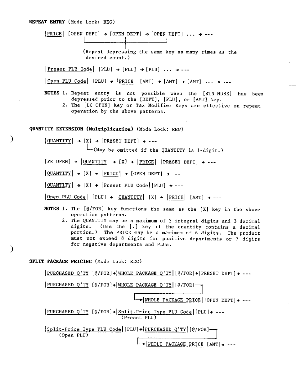 Split package pricing (mode lock: reg), L-»| whole package price [[open dept, Preset plu) | Toshiba TEC MA-230 User Manual | Page 23 / 56