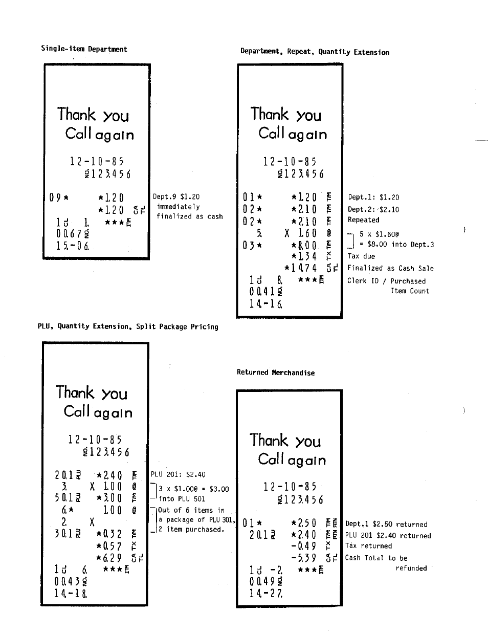 Call again, Again, D* 100 8 | Toshiba TEC MA-230 User Manual | Page 32 / 56