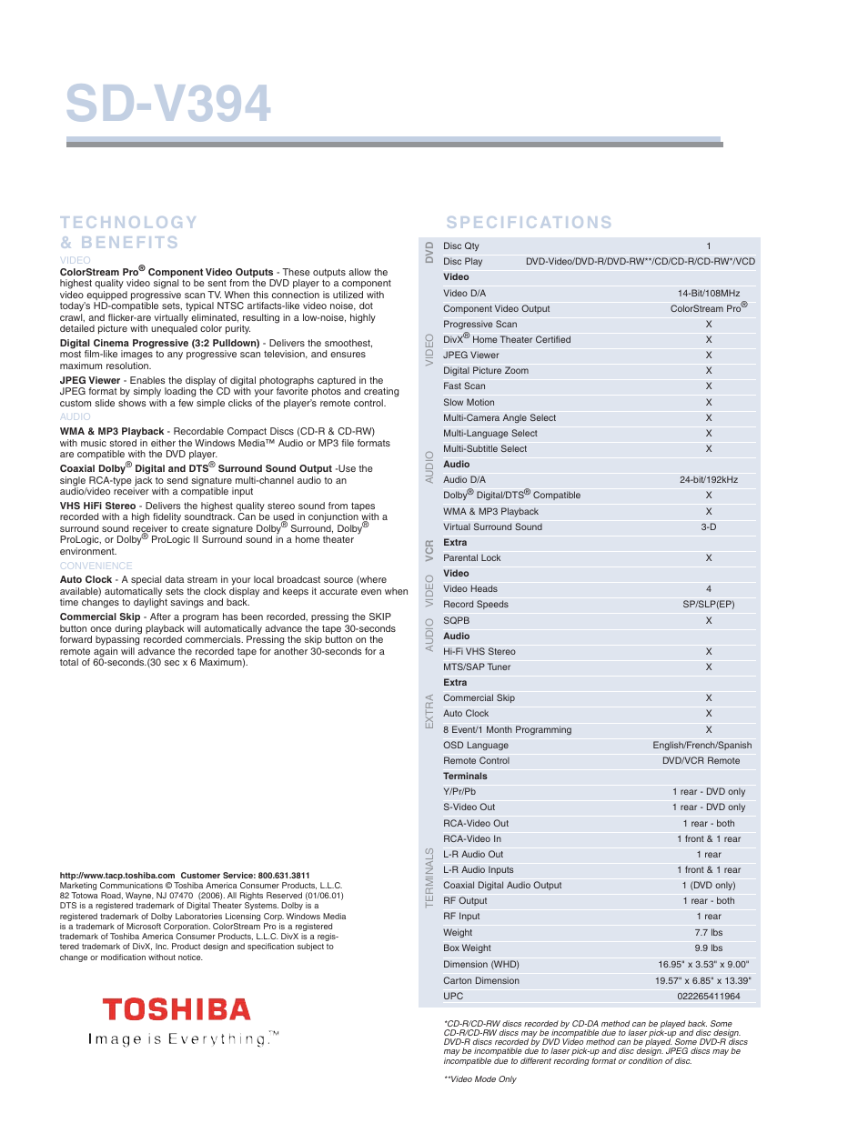 Sd-v394 | Toshiba SD-V394 User Manual | Page 2 / 2