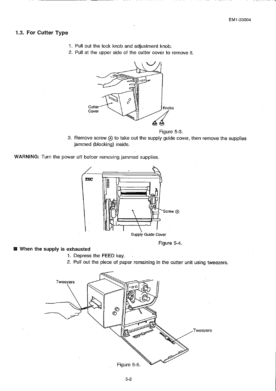 For cutter type | Toshiba TEC B-30 Series User Manual | Page 44 / 49