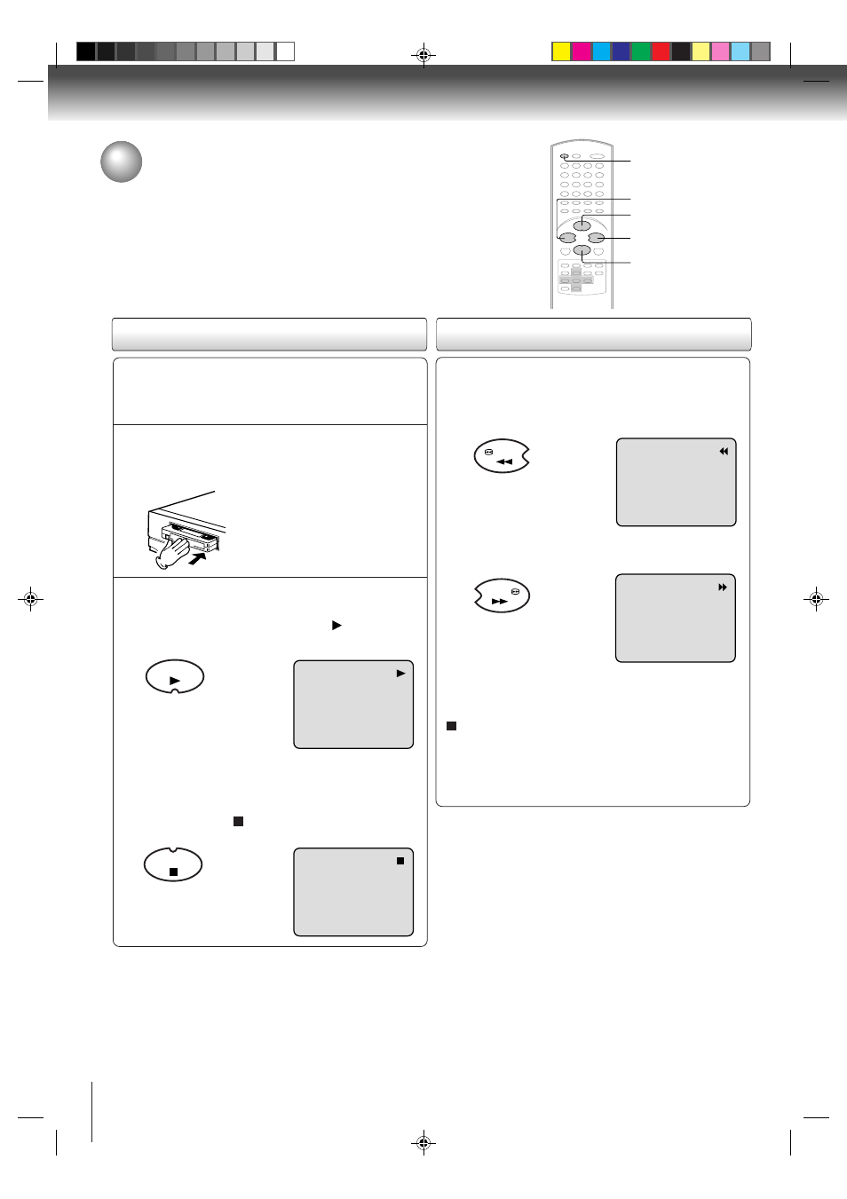 Cassette tape playback, Playback rewind or forward the tape | Toshiba SD-V291 User Manual | Page 30 / 72
