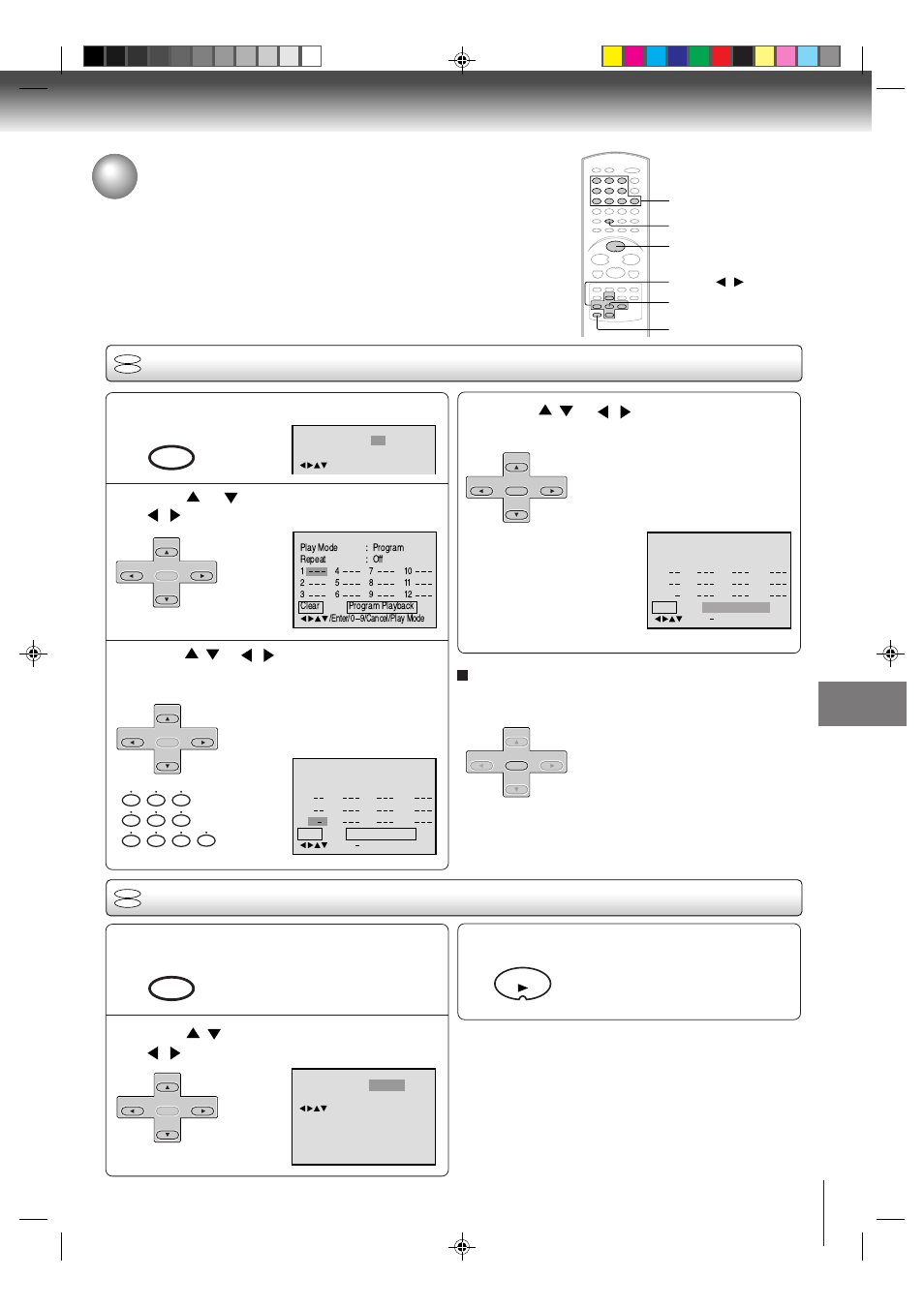 Program playback/random playback cd, Program playback/random playback (cd), Program playback | Random playback | Toshiba SD-V291 User Manual | Page 53 / 72