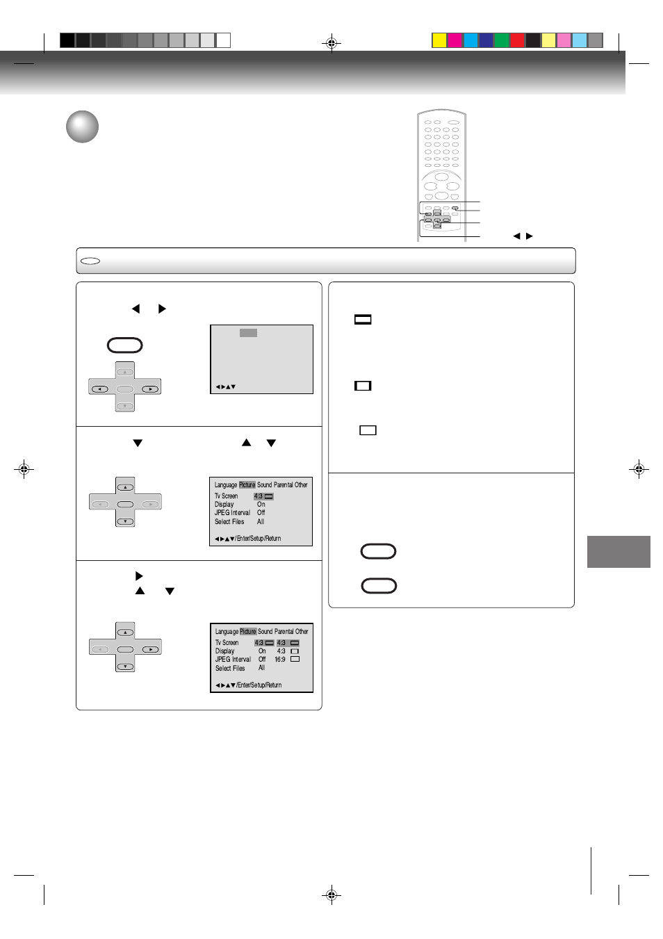 Setting the aspect ratio of tv screen | Toshiba SD-V291 User Manual | Page 57 / 72