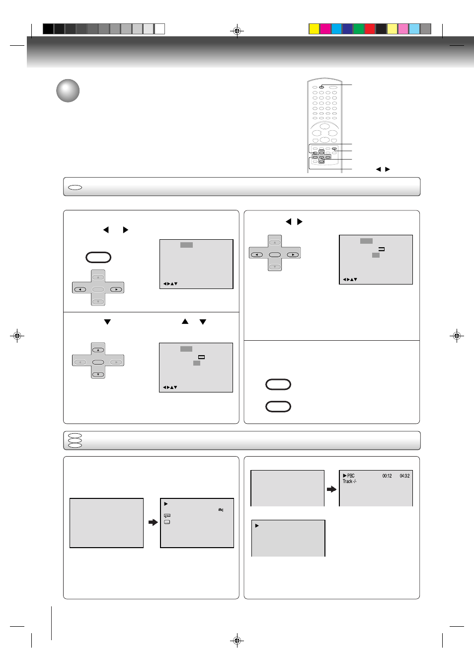Setting on screen display/status display of disc, Setting on screen display, Status display of disc | Toshiba SD-V291 User Manual | Page 58 / 72