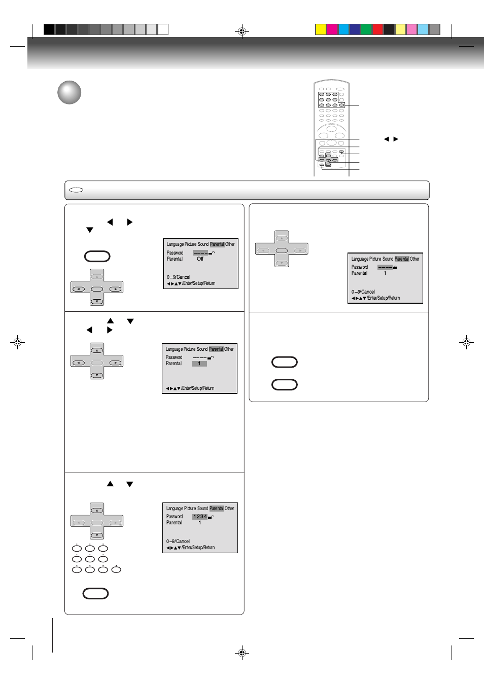 Parental control setting | Toshiba SD-V291 User Manual | Page 60 / 72