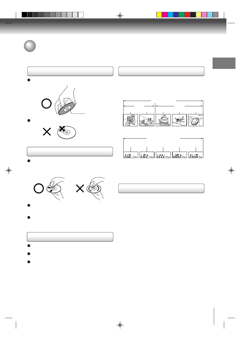 Notes on discs, On handling discs, On cleaning discs | On storing discs, Structure of disc contents | Toshiba SD-V291 User Manual | Page 7 / 72