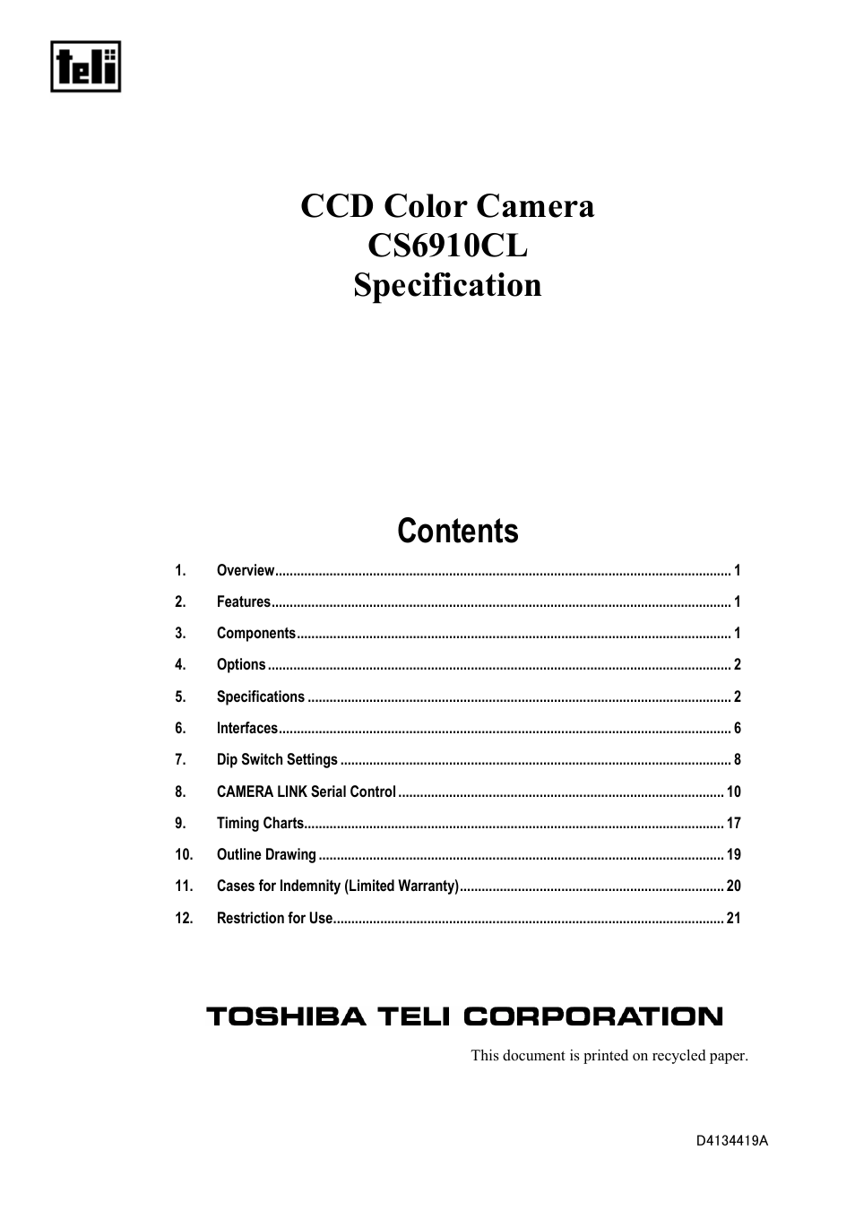 Toshiba CS6910CL User Manual | 24 pages