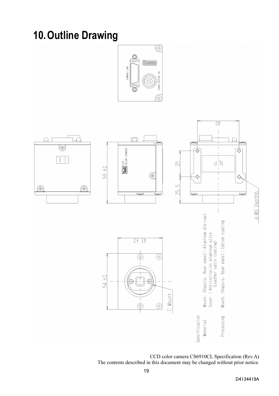 Outline drawing | Toshiba CS6910CL User Manual | Page 21 / 24