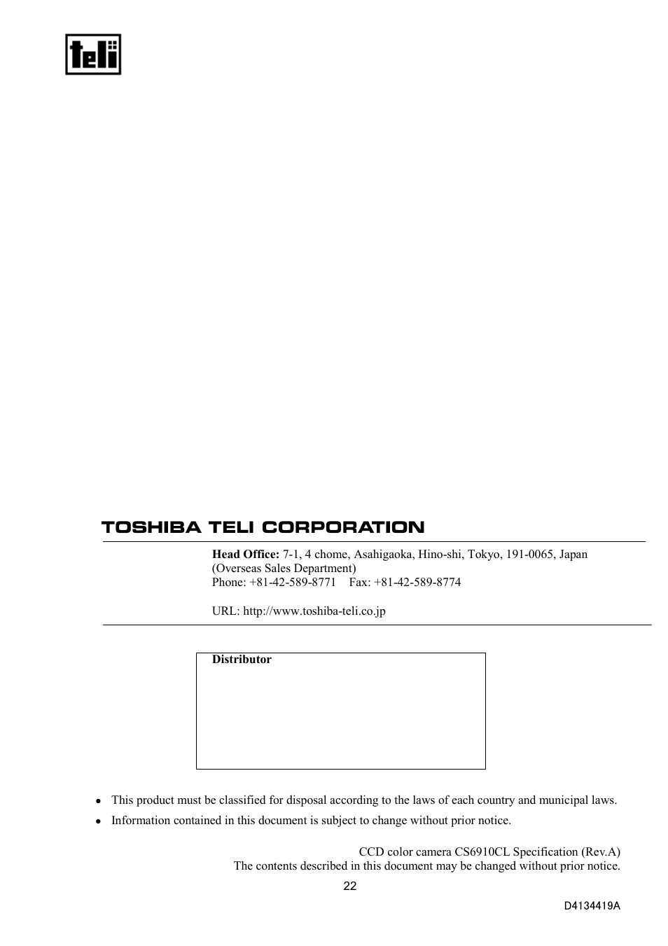 Toshiba CS6910CL User Manual | Page 24 / 24