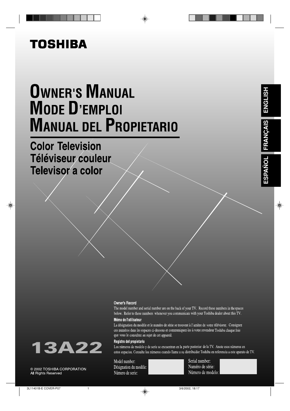 Toshiba 13A22 User Manual | 48 pages