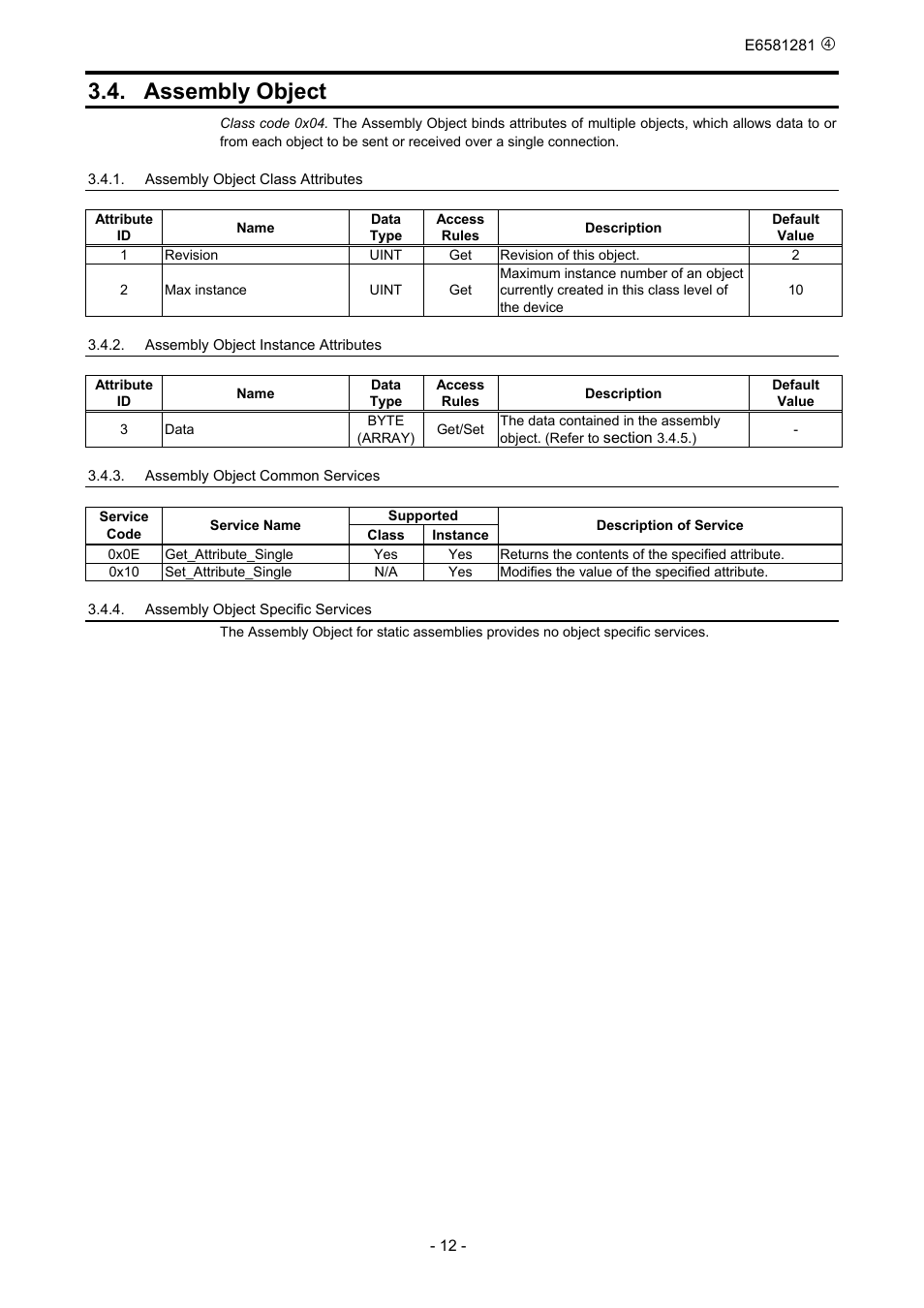 Assembly object | Toshiba DeviceNet Option DEV002Z-1 User Manual | Page 13 / 37