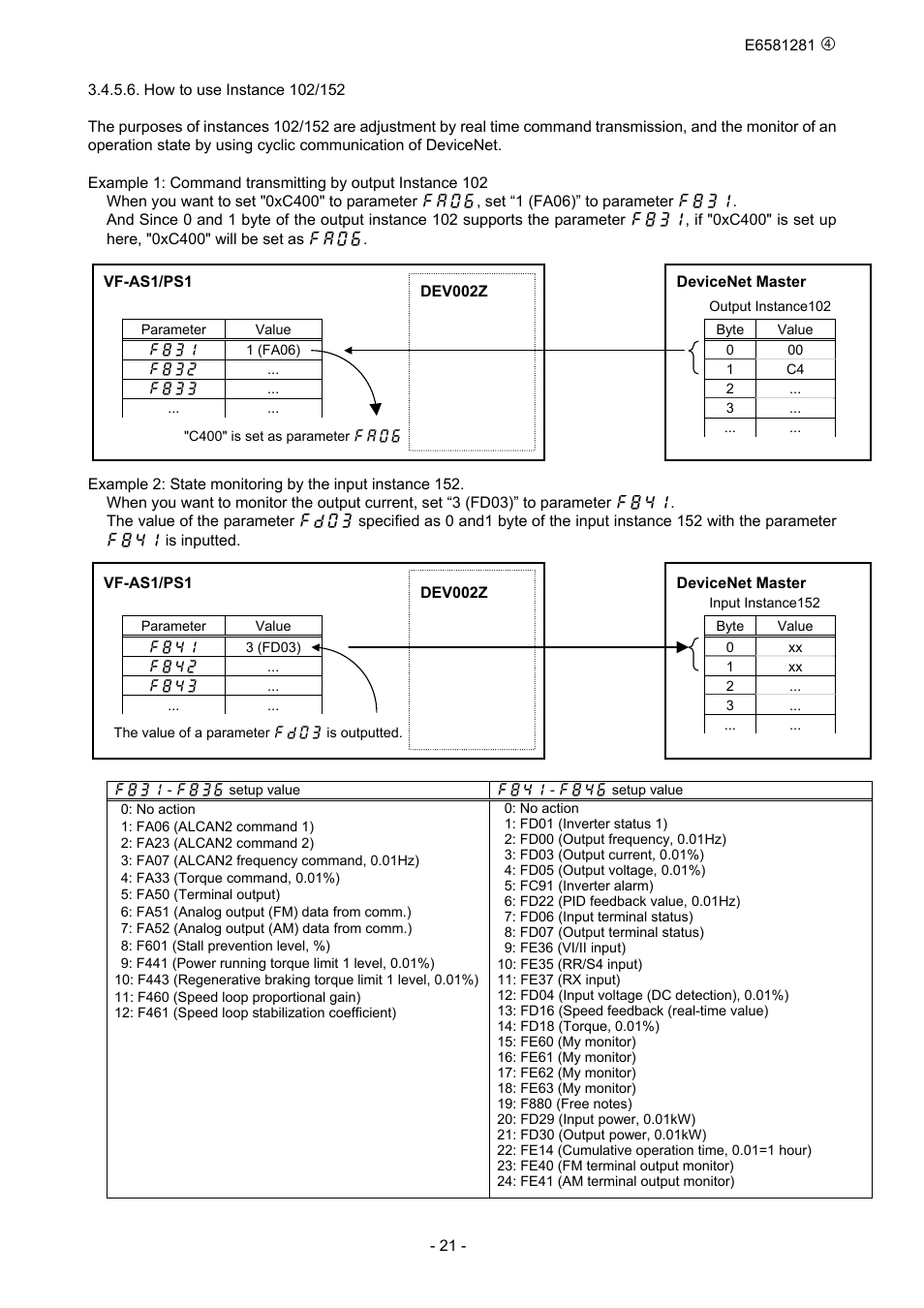 Toshiba DeviceNet Option DEV002Z-1 User Manual | Page 22 / 37