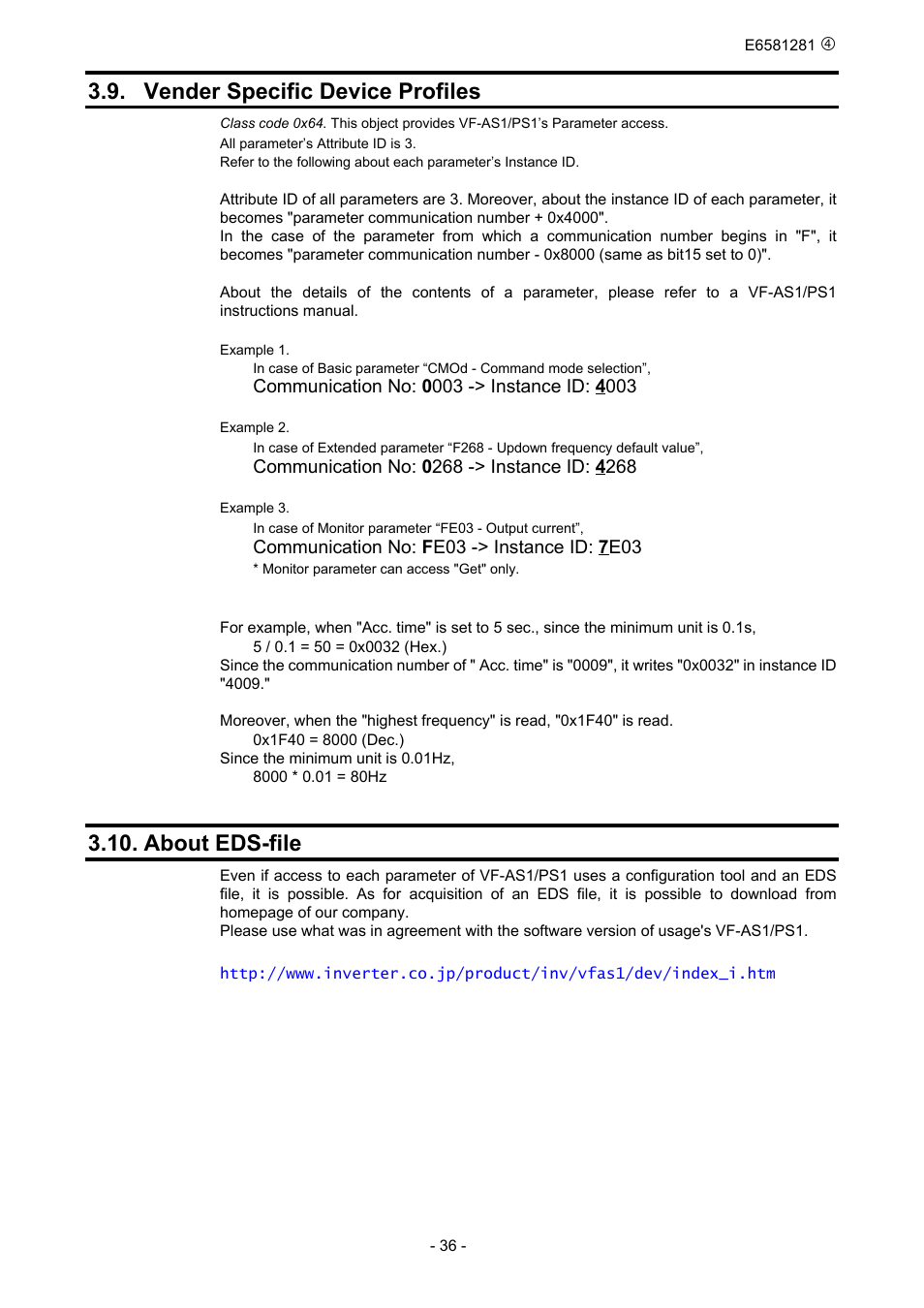 Vender specific device profiles, About eds-file | Toshiba DeviceNet Option DEV002Z-1 User Manual | Page 37 / 37