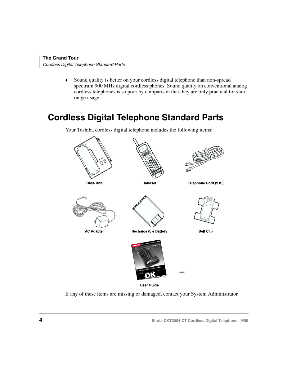 Cordless digital telephone standard parts | Toshiba DKT2004-CT User Manual | Page 16 / 111