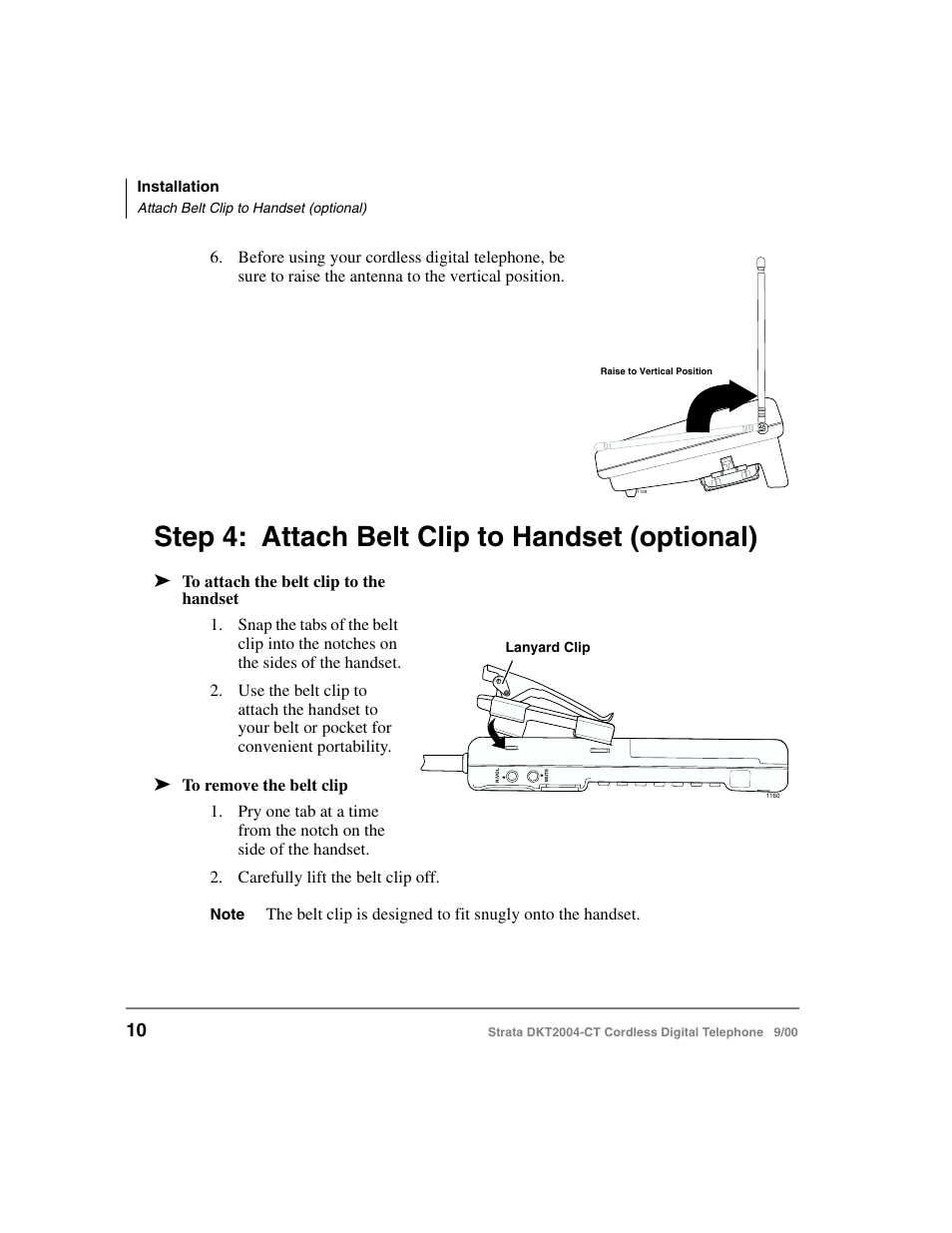 Step 4: attach belt clip to handset (optional) | Toshiba DKT2004-CT User Manual | Page 22 / 111