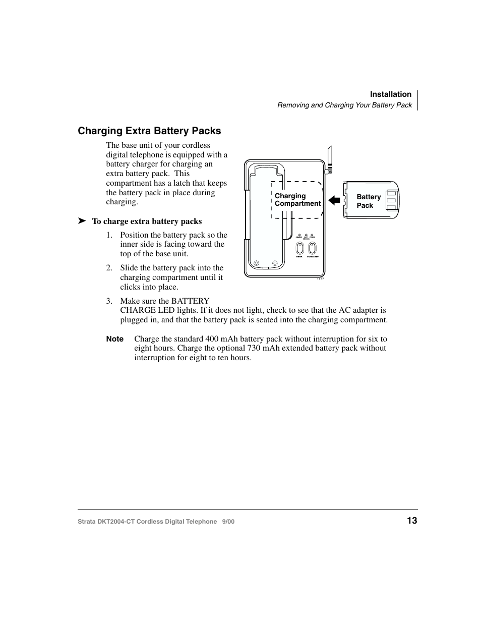 Charging extra battery packs | Toshiba DKT2004-CT User Manual | Page 25 / 111