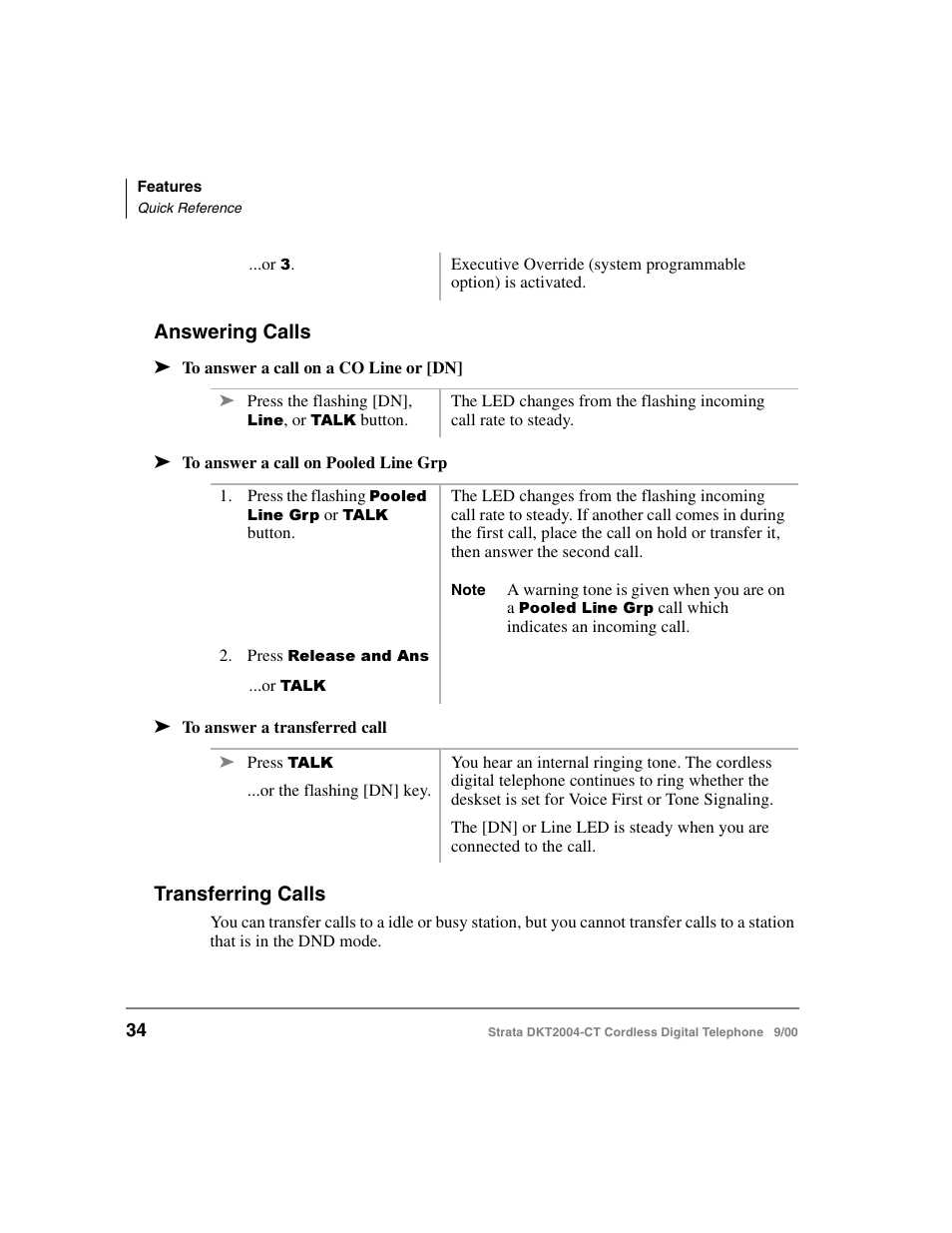 Answering calls, Transferring calls, Answering calls transferring calls | Toshiba DKT2004-CT User Manual | Page 46 / 111