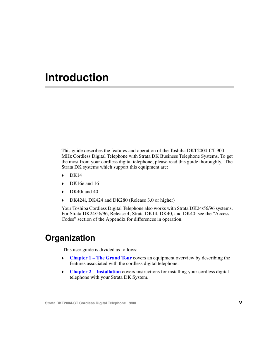 Introduction, Organization | Toshiba DKT2004-CT User Manual | Page 7 / 111