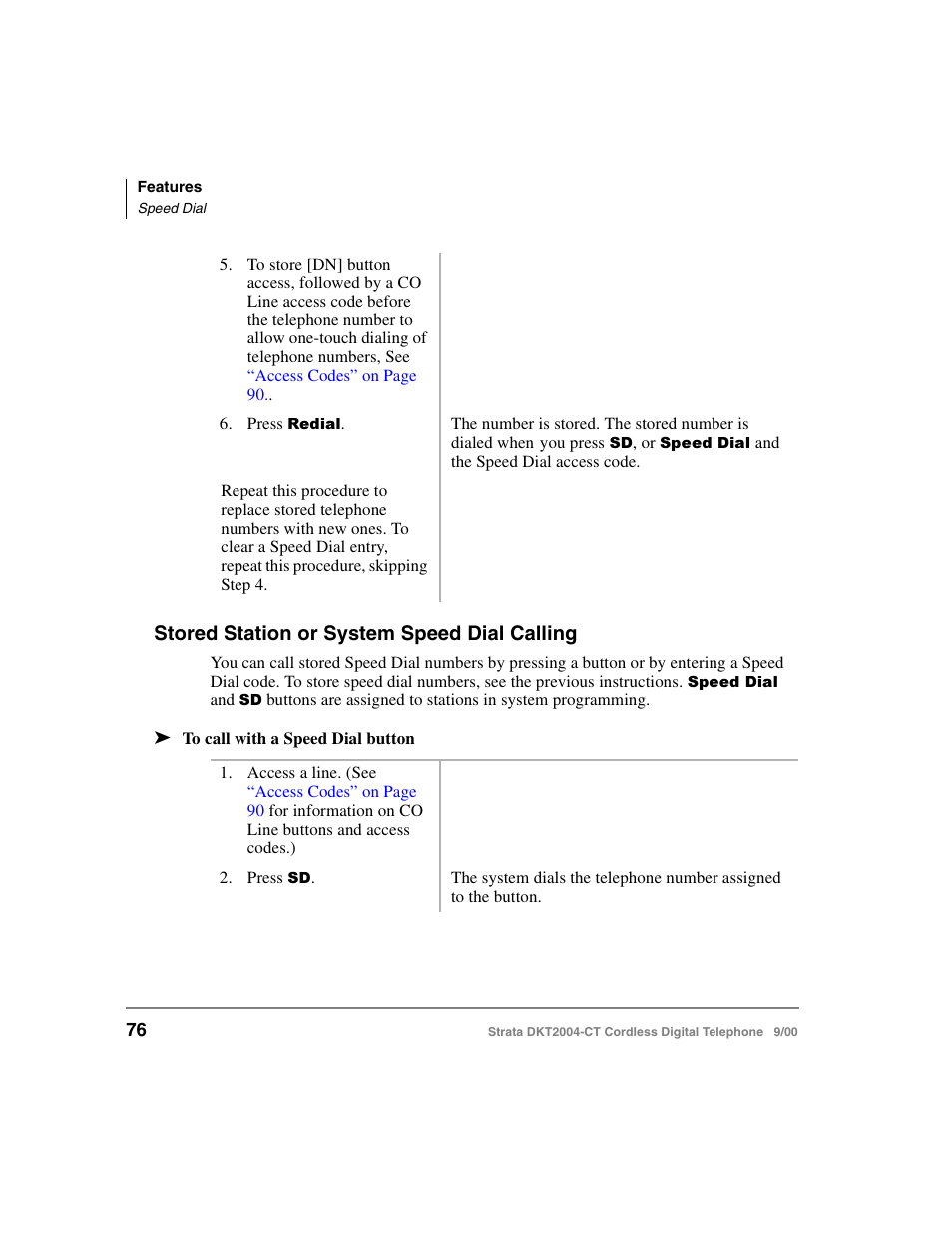 Stored station or system speed dial calling | Toshiba DKT2004-CT User Manual | Page 88 / 111