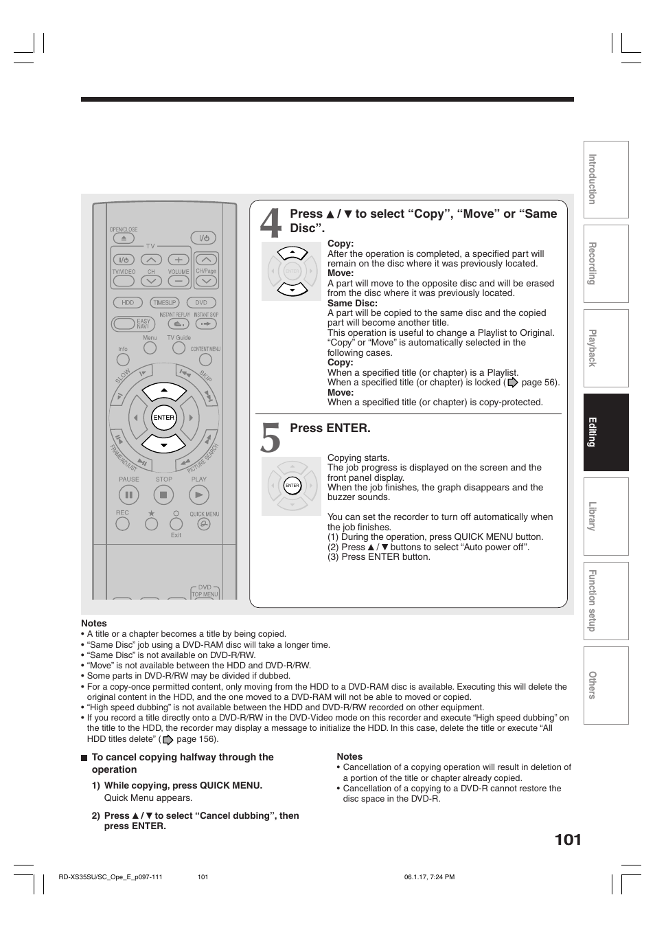 Toshiba HDD/DVD Video Recorder RD-XS35SU User Manual | Page 101 / 225