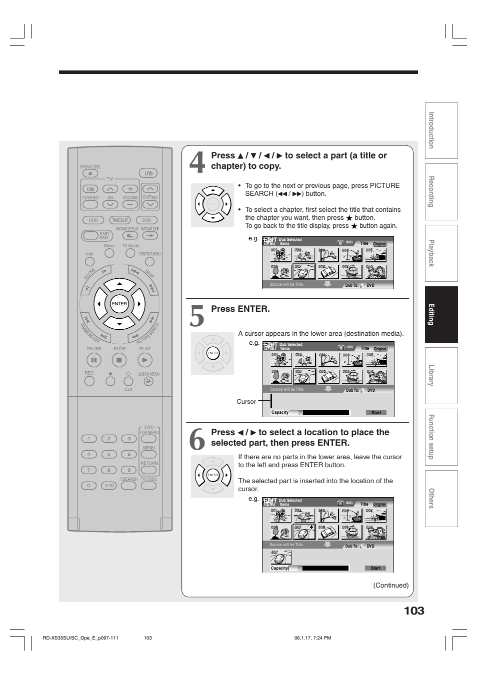 Press enter | Toshiba HDD/DVD Video Recorder RD-XS35SU User Manual | Page 103 / 225