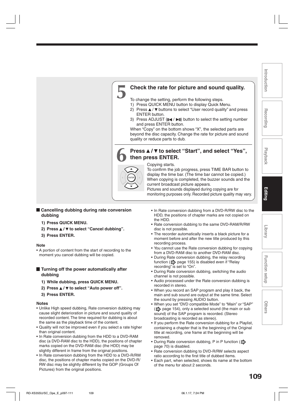 Toshiba HDD/DVD Video Recorder RD-XS35SU User Manual | Page 109 / 225