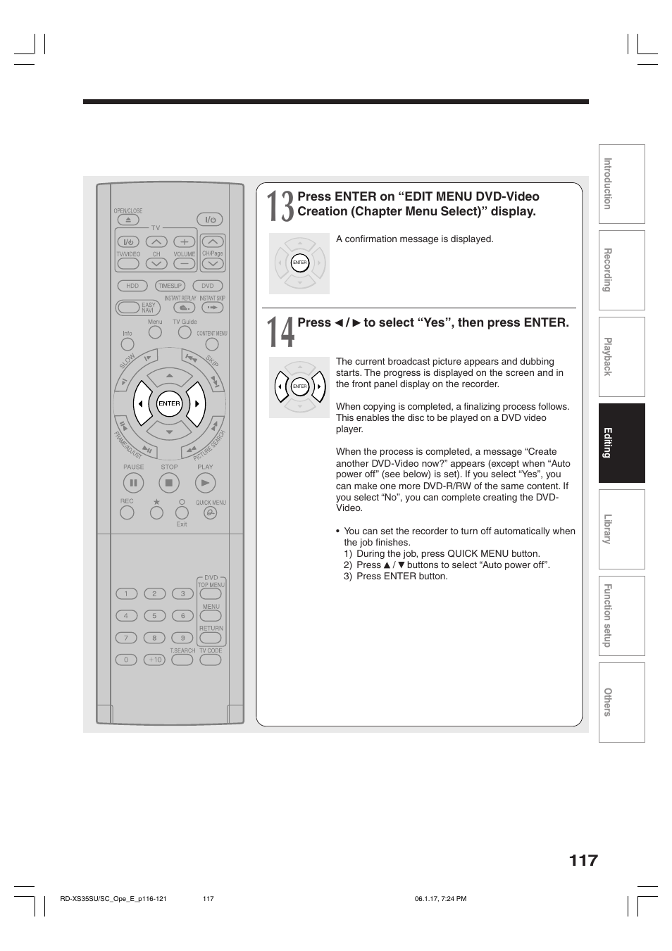 Toshiba HDD/DVD Video Recorder RD-XS35SU User Manual | Page 117 / 225