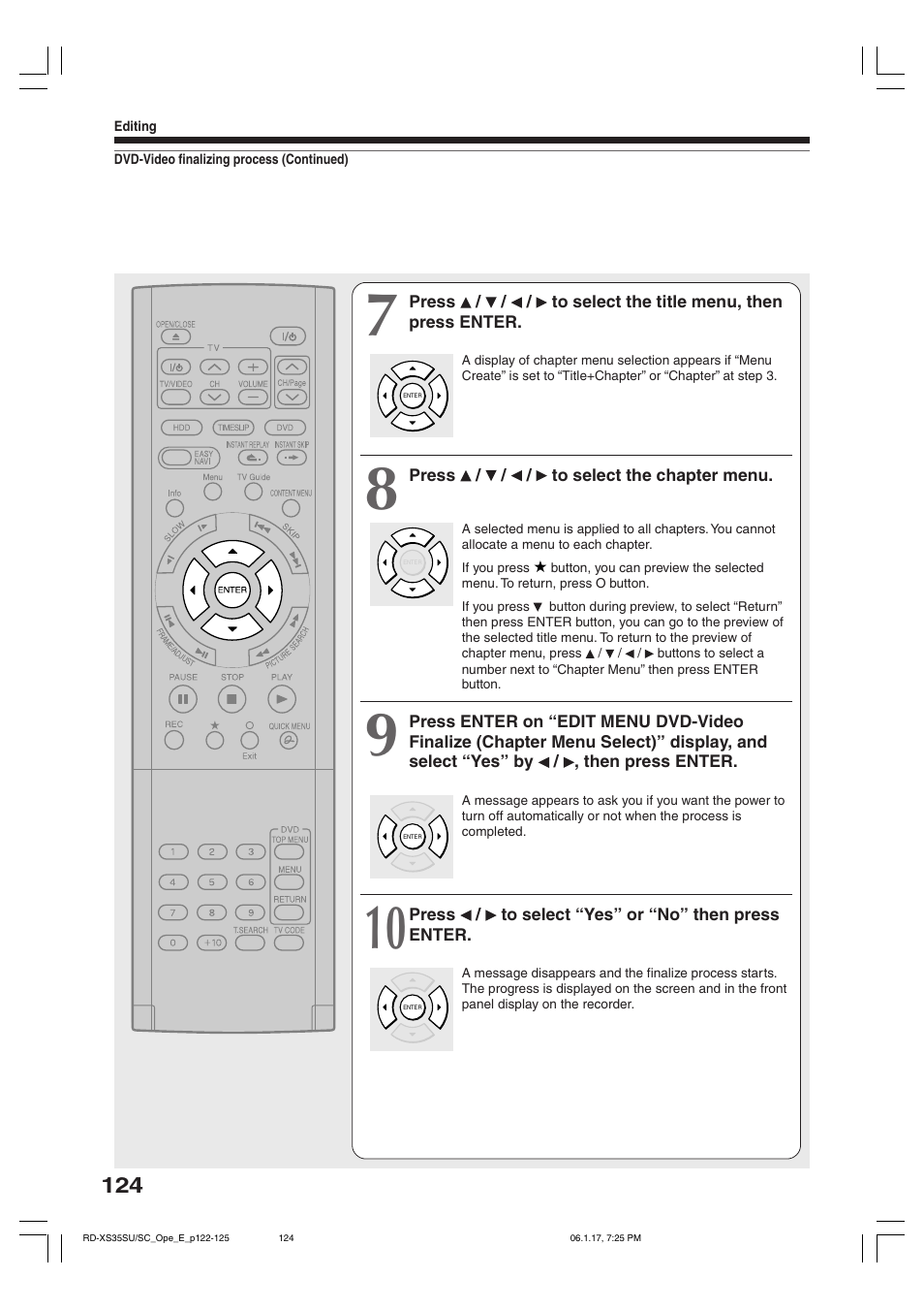 Toshiba HDD/DVD Video Recorder RD-XS35SU User Manual | Page 124 / 225