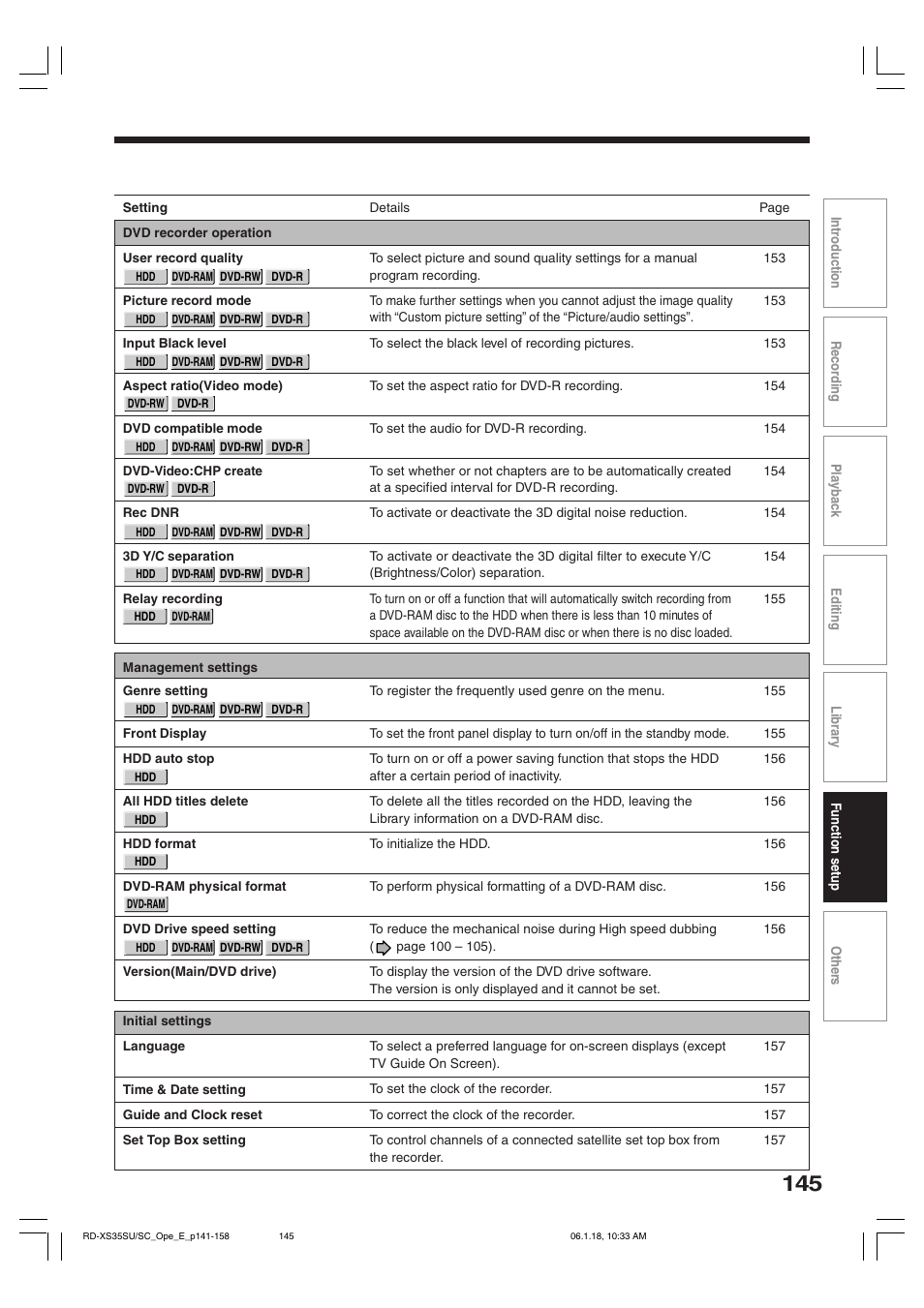 Toshiba HDD/DVD Video Recorder RD-XS35SU User Manual | Page 145 / 225