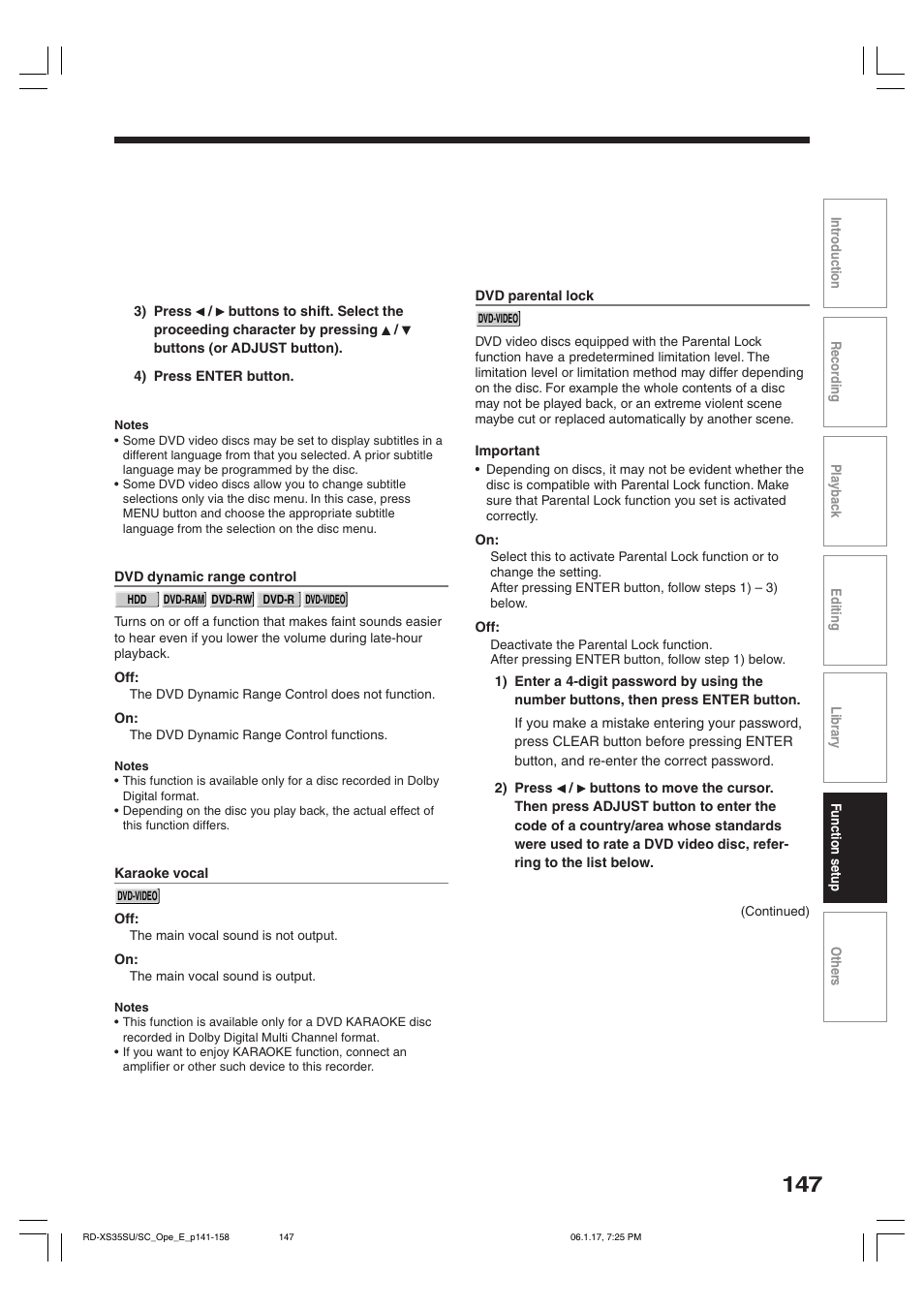 Toshiba HDD/DVD Video Recorder RD-XS35SU User Manual | Page 147 / 225