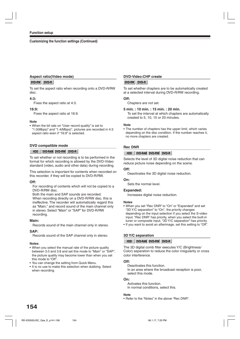 Toshiba HDD/DVD Video Recorder RD-XS35SU User Manual | Page 154 / 225