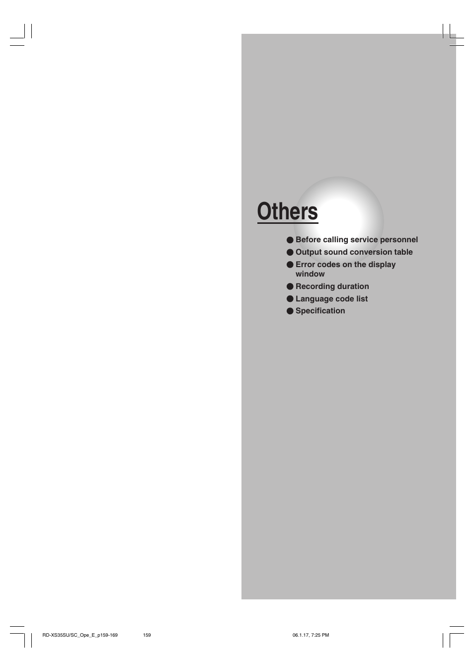 Others | Toshiba HDD/DVD Video Recorder RD-XS35SU User Manual | Page 159 / 225