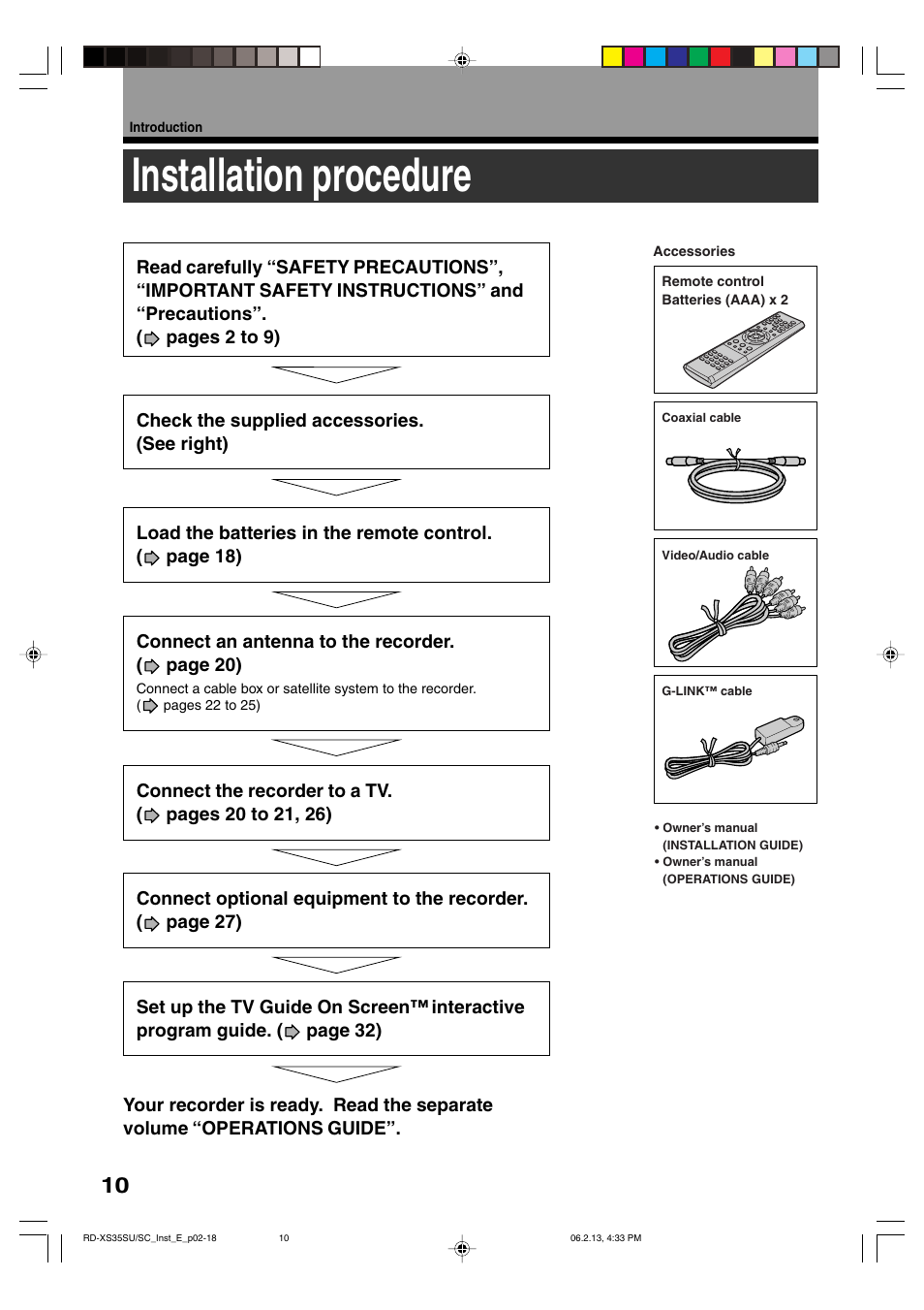 Installation procedure | Toshiba HDD/DVD Video Recorder RD-XS35SU User Manual | Page 179 / 225