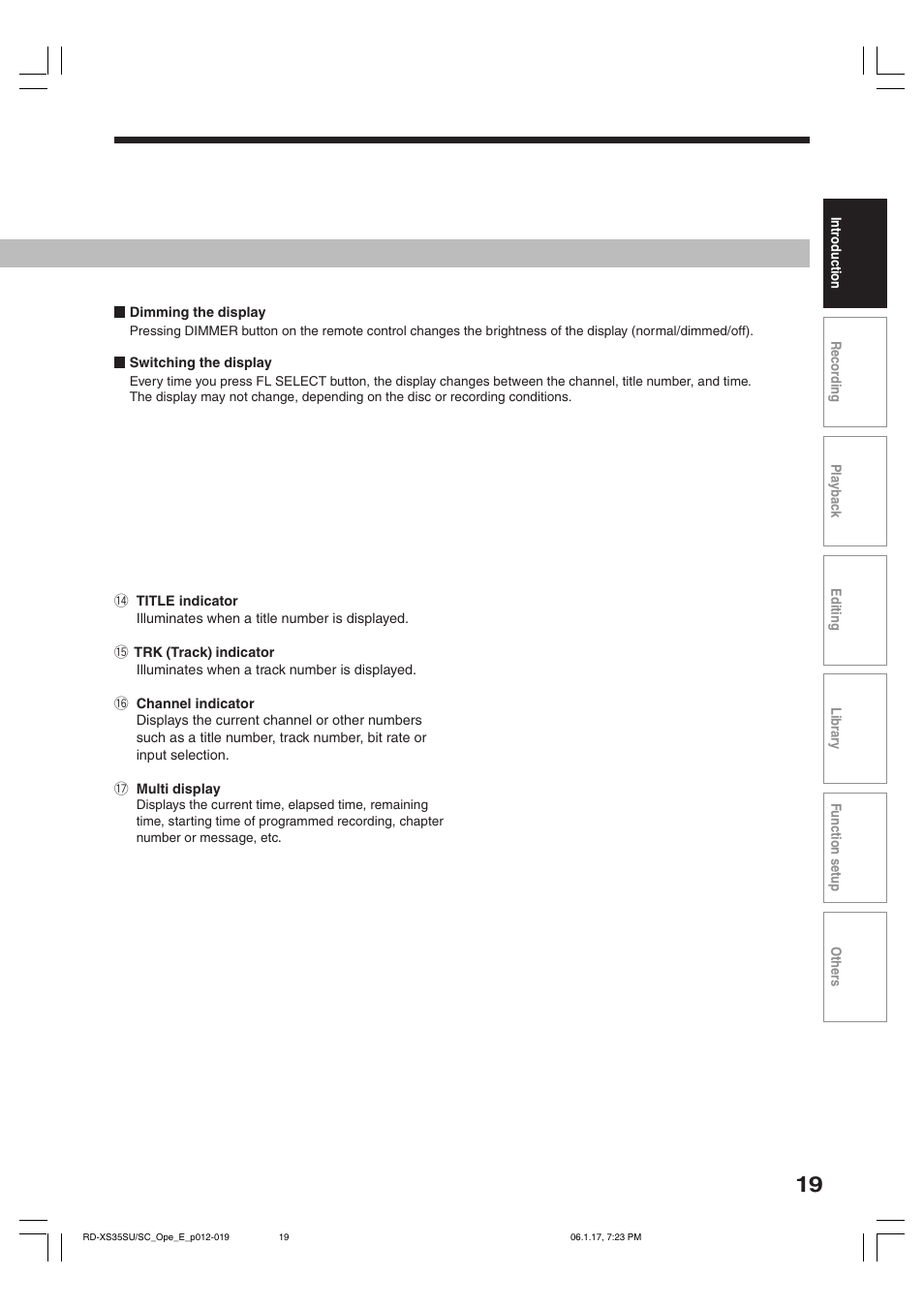 Toshiba HDD/DVD Video Recorder RD-XS35SU User Manual | Page 19 / 225