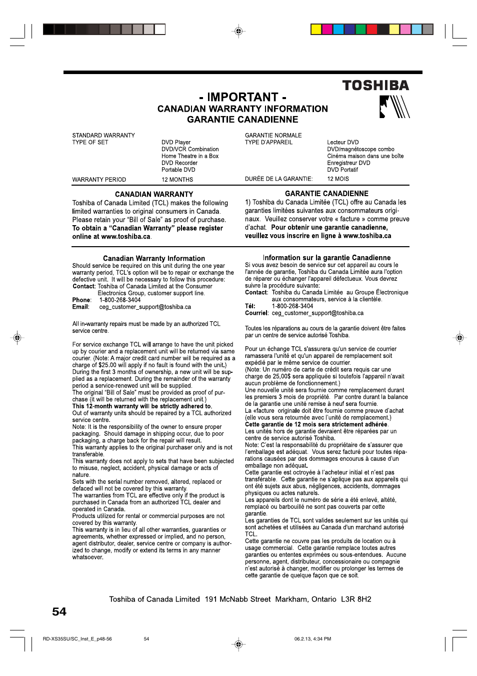 Toshiba HDD/DVD Video Recorder RD-XS35SU User Manual | Page 223 / 225