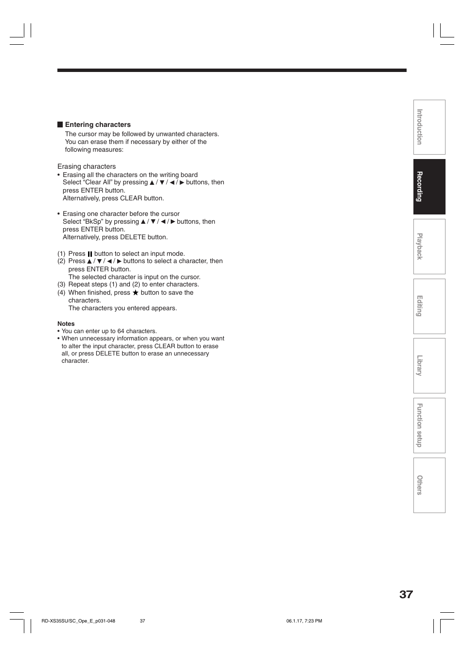 Toshiba HDD/DVD Video Recorder RD-XS35SU User Manual | Page 37 / 225
